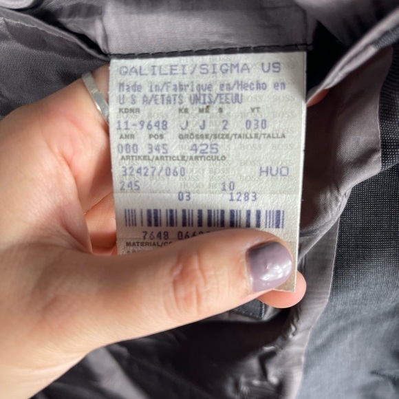 BOSS HUGO BOSS Saks Fifth Avenue Virgin Wool Men’s Blazer Suit Jacket Grey Lined - Picture 10 of 12